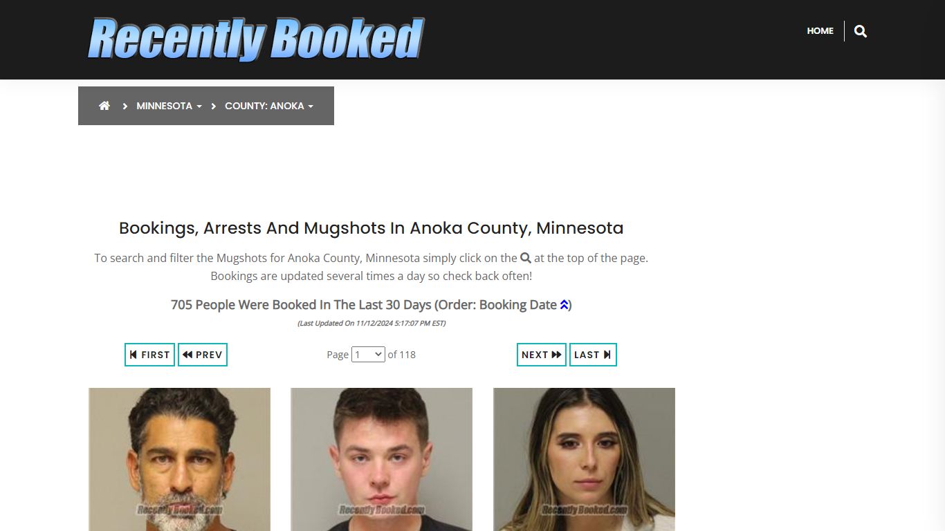 Bookings, Arrests and Mugshots in Anoka County, Minnesota - Recently Booked