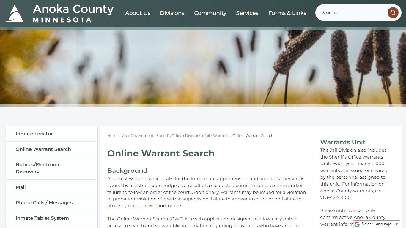 Online Warrant Search | Anoka County, MN - Official Website