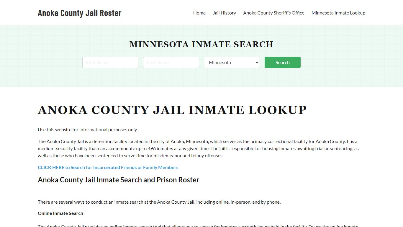 Anoka County Jail Roster Lookup, MN, Inmate Search